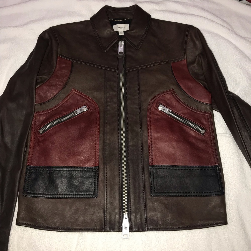 Men coach leather jacket. Price negotiable